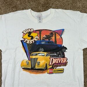 Vintage‎ 00s Road Tested Car Show White T-shirt Size XL Driver Approved 2001